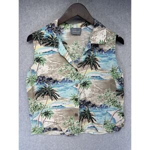 Carol Anderson Petites Womens Vintage Blouse Size PL Multicolor Hawaiian
